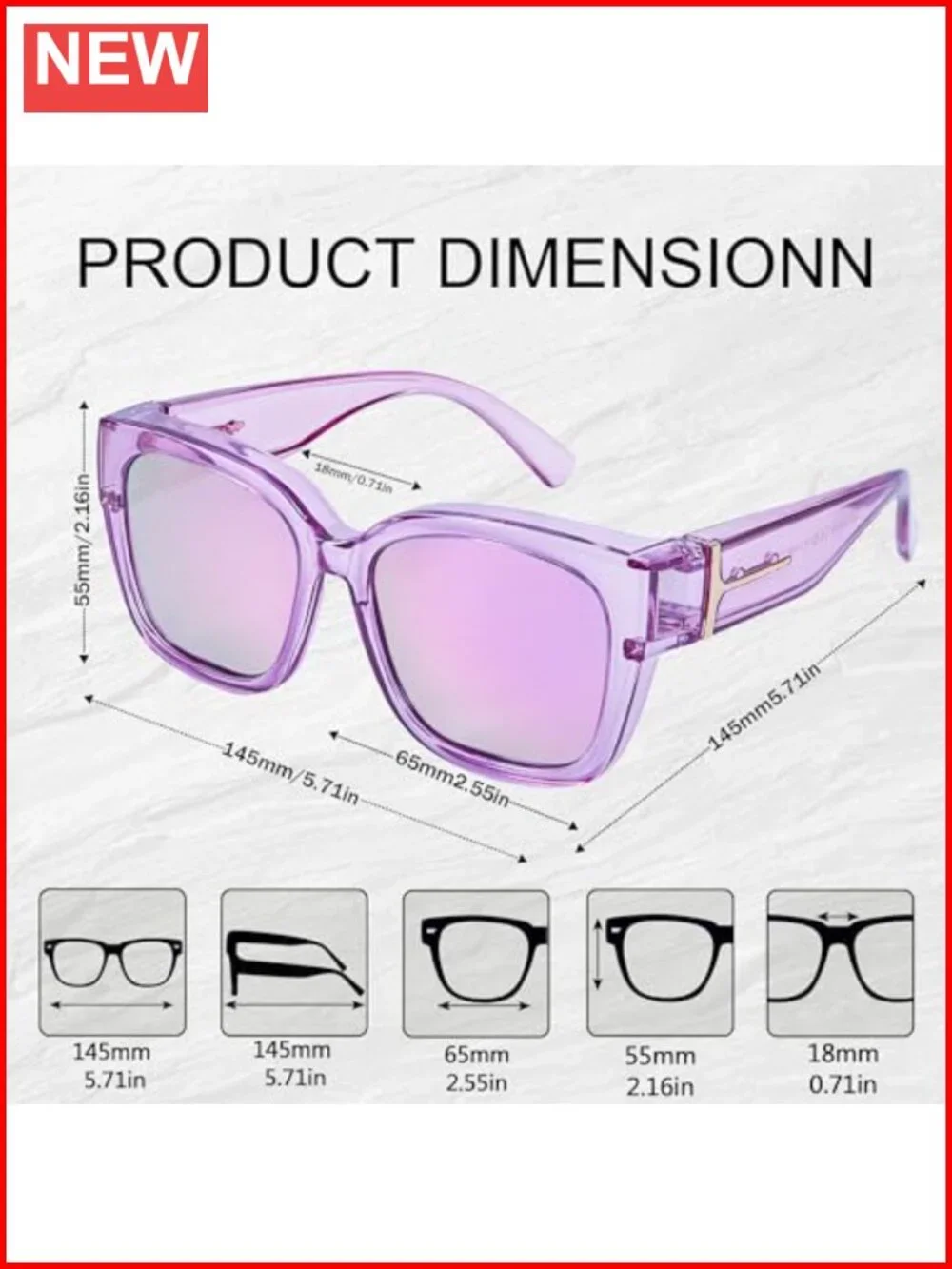Polarized Fit Over Glasses Sunglasses Women UV Protection Oversized